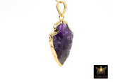 Amethyst Arrowhead Charm, Small Gold Edge Rose Quartz, Raw Crystal Quartz #657
