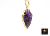 Amethyst Arrowhead Charm, Small Gold Edge Rose Quartz, Raw Crystal Quartz #658