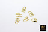 CZ Gold Mini Padlock Charms, Tiny Silver Lock Pendant #721, Necklace and Bracelet Dangles 7 x 12 mm