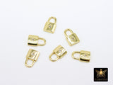 CZ Gold Mini Padlock Charms, Tiny Silver Lock Pendant #721, Necklace and Bracelet Dangles 7 x 12 mm