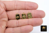 Gold Mini Moon Padlock Charms, Tiny Star Box Pendant #210, Starburst Necklace