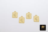 Gold Mini Moon Padlock Charms, Tiny Star Box Pendant  #210, Starburst Necklace