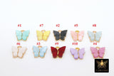 Butterfly Charms, 2 Pc Pearly Resin Small Butterflies, Gold Acrylic Pendants