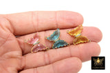 Gold Butterfly Connectors, Crystal Butterflies #2536, 2 Loop Charms Pink