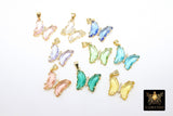 CZ Butterfly Crystal Charms, Gold Crystal Butterflies #2571, Pink