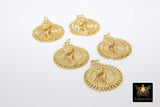 Gold Coin Charm, CZ Multi Color Pave Round Disc Snake Charms # 2544, Serpent 17 mm