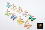 Gold Butterfly Charms, 2 Pc Gold or Resin Pearly Butterflies, Huggie Charms #2612
