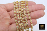 Genuine Cubic Zircon Chains, Gold Evil Eye Shaped Bezel Chains CH #570, 4 mm CZ Textured Connectors Links