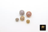 CZ Micro Pave Gold Balls, Lavender Pink Silver Round Beads #471, 10 mm Rose Focal Bead