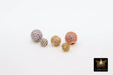 CZ Micro Pave Gold Balls, Lavender Pink Silver Round Beads #471, 10 mm Rose Focal Bead