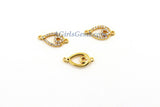 Gold Teardrop Connectors, CZ Micro Pave Oval Leaf Charms, Tiny CZ Evil Eye Charms