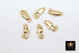 Smooth Gold Lobster Clasps, Silver Lobster claw 8 x 15 mm Jewelry Findings #2248, Long 7x17 mm Includes Jump Rings in Black and Rose Gold