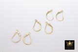 14 K Gold Filled Smooth Lever back Ear Ring Parts, 2 Pc High Quality Gold Huggie Wire Findings #2163, Open Loops 9.5 x 16.5 mm