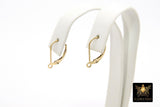 14 K Gold Filled Smooth Lever back Ear Ring Parts, 2 Pc High Quality Gold Huggie Wire Findings # 2314, Open Loops 9.5 x 16.5 mm