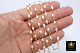 Natural Pearl Rosary Chain, Freshwater Beaded Rosary Chain CH #538, Gold Wire Wrapped