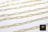 Paper Clip Chain, Unfinished Gold Soldered Chains CH #120, 14 mm Silver Rectangle Drawn Bracelet