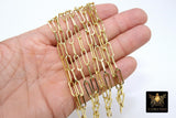Rectangle Drawn Chain, Unfinished Gold Thick Paper Clip Chains CH #160, 1 mm Thick Necklace Cable Chains