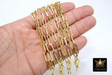 Rectangle Drawn Chain, Unfinished Gold Thick Paper Clip Chains CH #160, 1 mm Thick Necklace Cable Chains