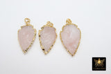 Amethyst Arrowhead Charm, Small Gold Edge Rose Quartz, Raw Crystal Quartz #658