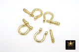 Gold Brass Shackle Clasp, Small Ring Connector 19 mm Jewelry Clasps in Gold #2355, Silver Screw Clasps