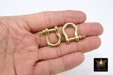 Gold Brass Shackle Clasp, Small Ring Connector 19 mm Jewelry Clasps in Gold #2355, Silver Screw Clasps