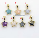 Gemstone Star Charms, Mini Gold Pendants # 426, Amethyst
