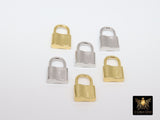 Gold Padlock Charms, Silver Lock Pendant Necklace and Bracelet Dangles #2555, 10 x 12 mm Small Jewelry Charm