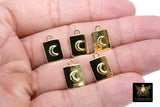 Gold Mini Moon Padlock Charms, Tiny Star Box Pendant #210, Starburst Necklace