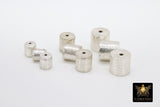 Brushed Silver Drum Beads, 6, 8 - 2 pc - 10 mm Beads