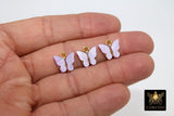 Butterfly Charms, 2 Pc Lavender Purple Resin Pearly Butterflies, Huggie Charms