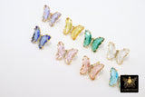 CZ Crystal Butterfly Stud Earrings, 2 Pc Gold Crystal Butterflies #2558, 8 Colors