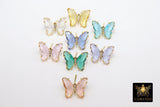 CZ Crystal Butterfly Stud Earrings, 2 Pc Silver Crystal Butterflies #2558, 8 Colors