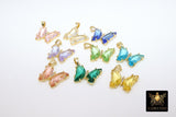 CZ Butterfly Crystal Charms, Gold Crystal Butterflies #2571, Pink