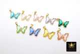 CZ Butterfly Crystal Charms, Gold Crystal Butterflies #2571, Pink