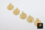Gold Coin Charm, CZ Multi Color Pave Round Disc Snake Charms # 2544, Serpent 17 mm