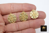 Gold Coin Charm, CZ Multi Color Pave Round Disc Snake Charms # 2544, Serpent 17 mm