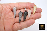 CZ Pave Gold Arrowhead Charm Pendants, Black Arrow Spike Point Charms #414, Rose 11 x 35 mm Silver Triangle