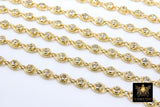 Genuine Cubic Zircon Chains, Gold Evil Eye Shaped Bezel Chains CH #570, 4 mm CZ Textured Connectors Links