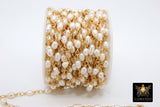 Natural Pearl Rosary Chain, Freshwater Beaded Rosary Chain CH #538, Gold Wire Wrapped