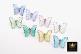 CZ Crystal Butterfly Stud Earrings, 2 Pc Silver Crystal Butterflies #2558, 8 Colors