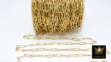 Paper Clip Chain, Unfinished Gold Soldered Chains CH# 120, 14 mm Silver Rectangle Drawn Bracelet