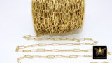 Paper Clip Chain, Unfinished Gold Soldered Chains CH #120, 14 mm Silver Rectangle Drawn Bracelet