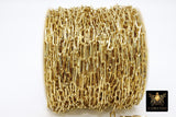 Rectangle Drawn Chain, Unfinished Gold Thick Paper Clip Chains CH #160, 1 mm Thick Necklace Cable Chains