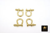 Gold Brass Shackle Clasp, Small Ring Connector 19 mm Jewelry Clasps in Gold #2355, Silver Screw Clasps