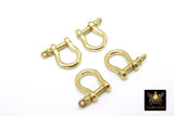 Gold Brass Shackle Clasp, Small Ring Connector 19 mm Jewelry Clasps in Gold #2355, Silver Screw Clasps