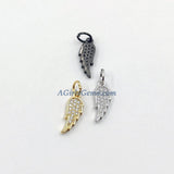CZ Micro Pave Angel Wings, Tiny Charms 8 x 15 mm Gold AG# 285, Silver Guardian Angel Minimalist Jewelry