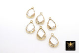 Gold Teardrop Charms, 2 Pcs Silver Oval Bezel Clear Drop Crystal Charms #645, Rose Gold Huggie Earring Charms
