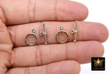 Gold and Silver Toggle Clasp Set, Lined 12 x 16.25 Toggle Ring #2367/2371, 18 mm Lined T Bar Jewelry Findings