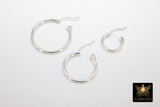 925 Sterling Silver Hoop Earrings, Thick 2.5 mm Silver Earrings for Hooplet Charms #2138, High Quality Snap In Wire Hoops
