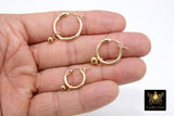 14 K Gold Filled Hoop Pearl Charms, Gold Hooplet Dangle 5 mm White Pearl Charms for Necklace #2122, Balls for CZ Huggies or Bracelets